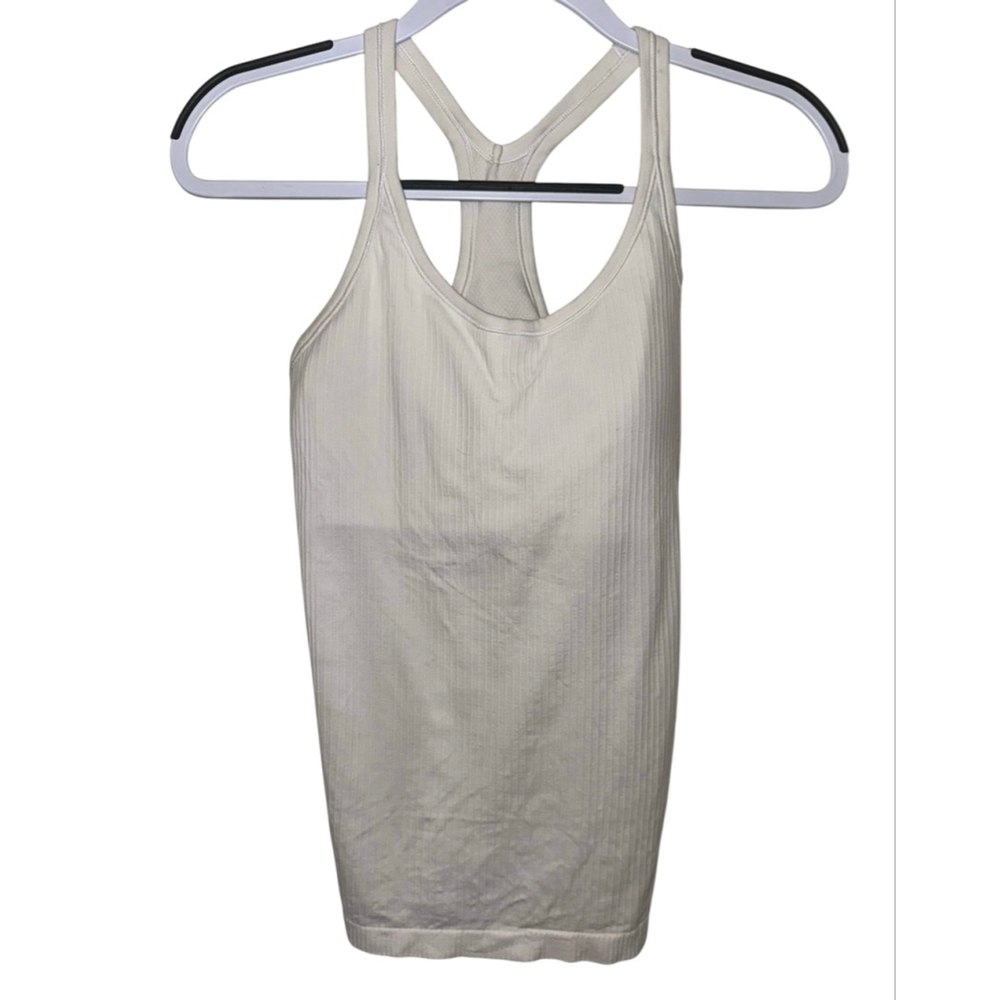 Women's Lululemon White Ribbed Racerback Tank Top Size 6